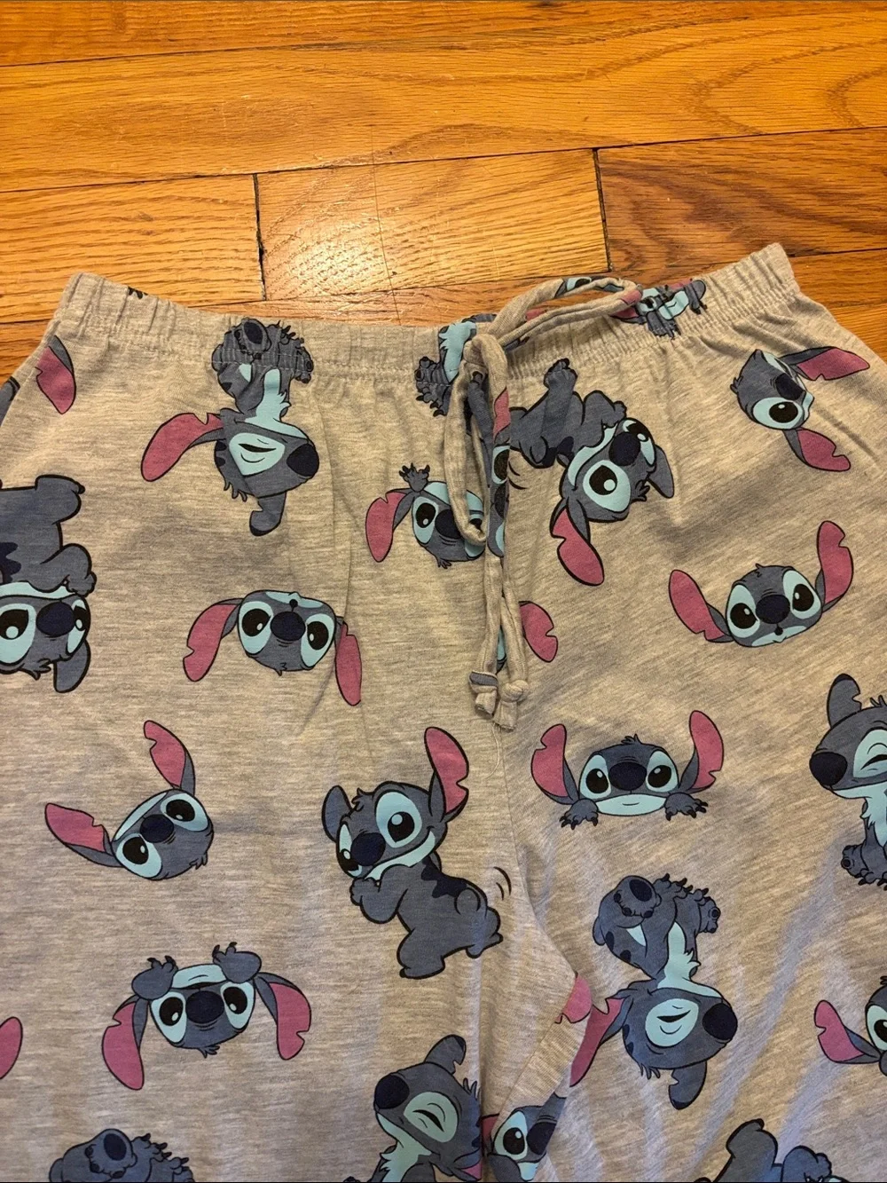 Disney Grey Lilo & Stitch Drawstring Pajama Bottoms with Blue & Pink Accents - Picture 2 of 4